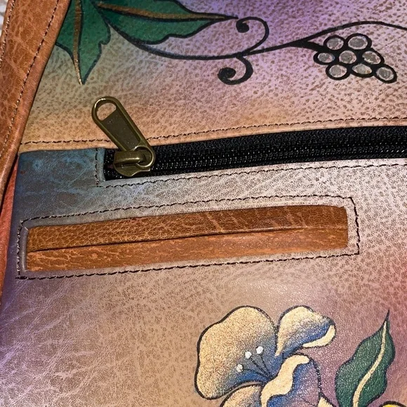 Anuschka Vibrant Floral Shoulder Bag - Orange and Green - Picture 9 of 9